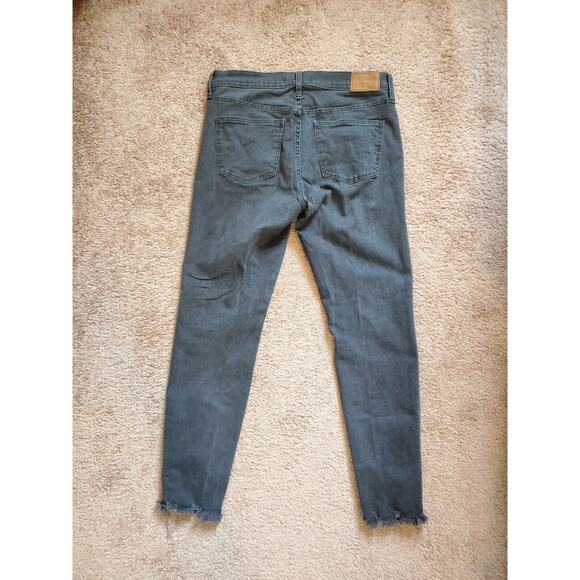 Madewell Black Button Fly 9" Mid-Rise Skinny Raw Hem Jeans Style #H3026, Size 28 - Picture 7 of 11